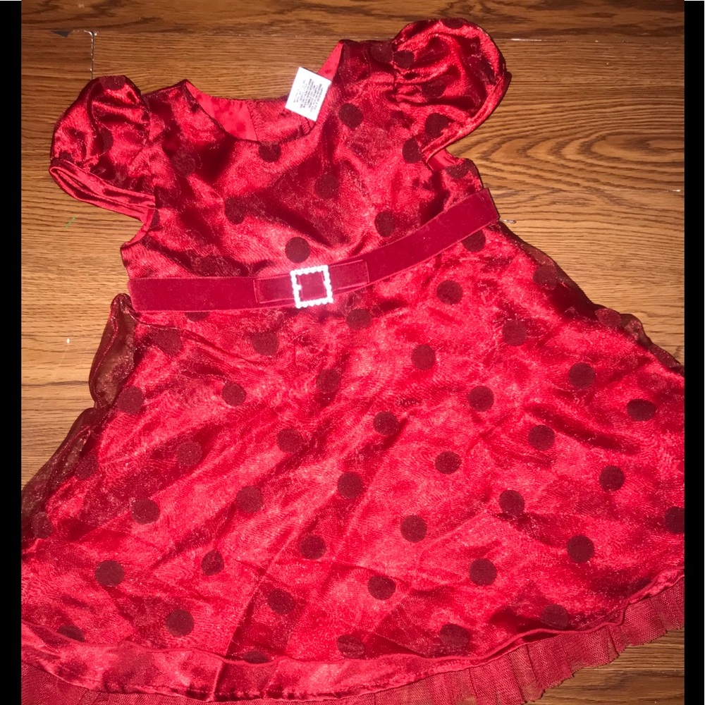 Adorable girls belted Christmas dress